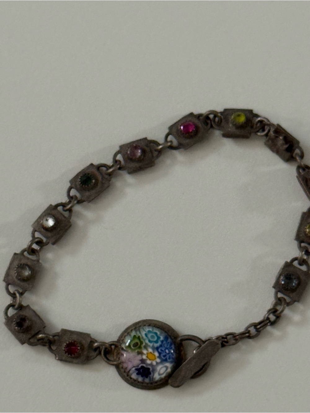 Handcrafted Zodiac Millefiori Silver-Tone Bracelet - Multicolor Stones